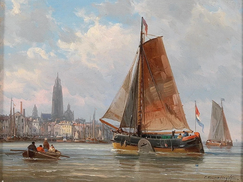 1838 – Charles Euphrasie Kuwasseg – Pescatori in una città